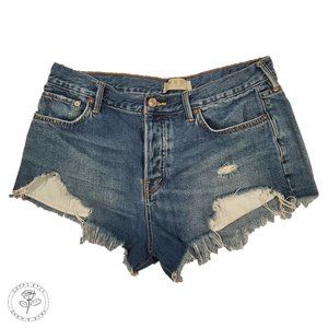 We the Free Blue Denim Frayed Hem Destroyed Shorts Sz. 29